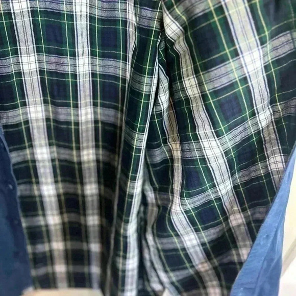LL Bean Flannel Lined Hurricane Button Up Shirt Jacket Blue Plaid Work Shacket - Picture 5 of 6